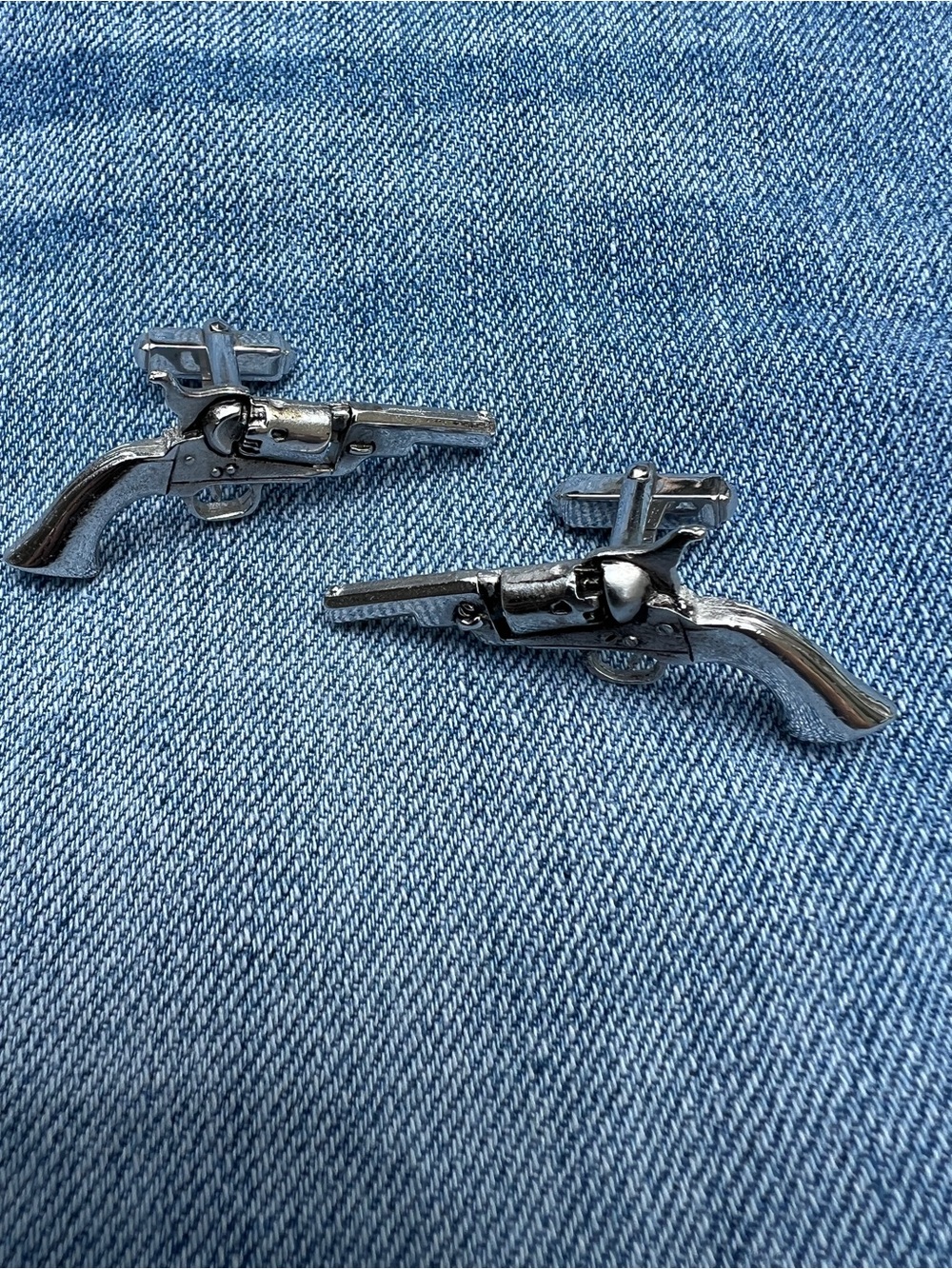 Vintage Western Six Shooter Metal Cufflinks
